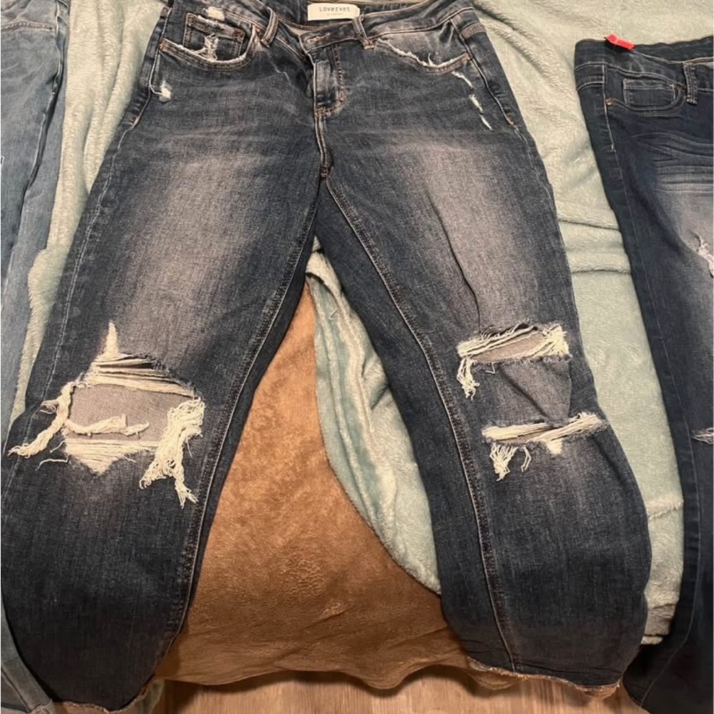 Levi's Dark Blue Distressed Boyfriend Jeans